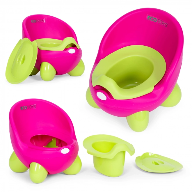 Dječji noćnik s ergonomskom potporom ECOTOYS ružičasto-zelene boje