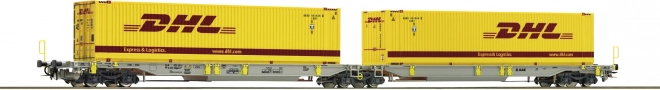 Roco zglobni kontejnerski vagon Sdggmrs/T2000 AAE s DHL kontejnerima, H0