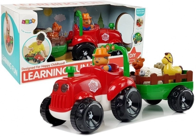 Traktor s prikolicom, životinje za djecu s svjetlom na baterije Zvuk