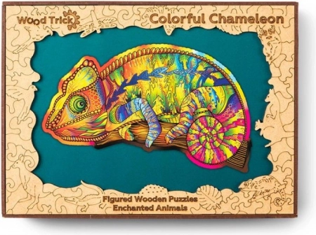 Drvene puzzle kameleon