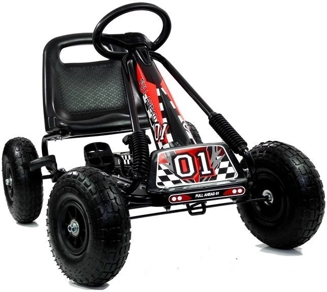 Karting na pedale s pneumatskim gumama + Podesivo sjedalo – crna