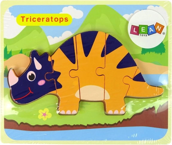Drvene slagalice dinosauri – triceratops ili ankilosaurus, narančasta