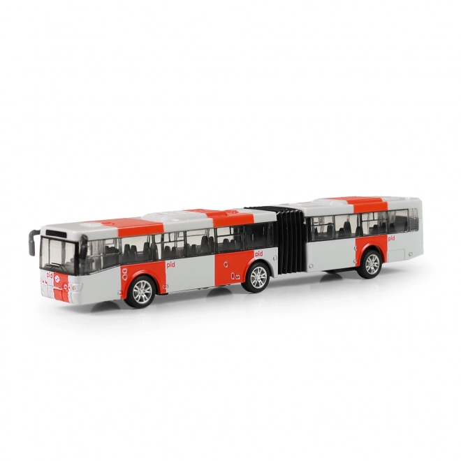 Crveni metalni zglobni autobus PID Prag