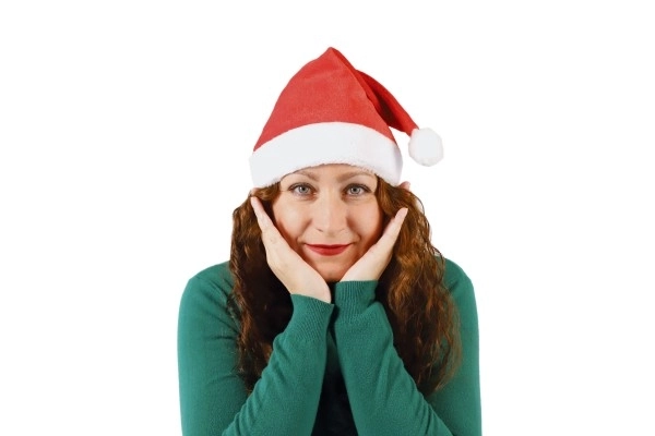Božićna kapa za odrasle tkanina promjer 29 cm na kartici karneval