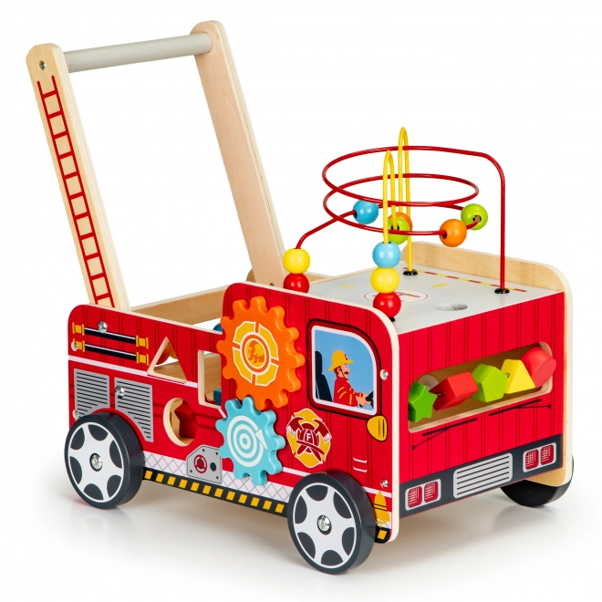 Drveno obrazovno hodalica s kockama - Vatrogasno vozilo ECOTOYS