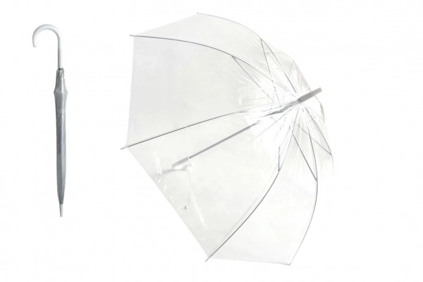 Prozirni bijeli svadbeni kišobran plastika/metal 82cm u vrećici