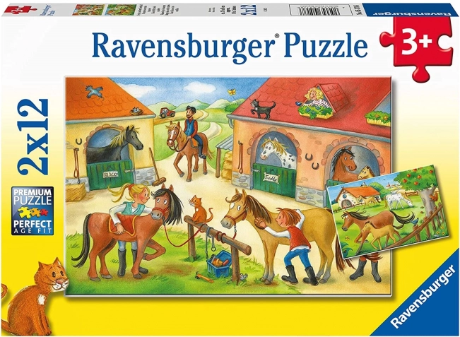 Ravensburger puzzle praznici na seoskom imanju s konjima 2×12 dijelova