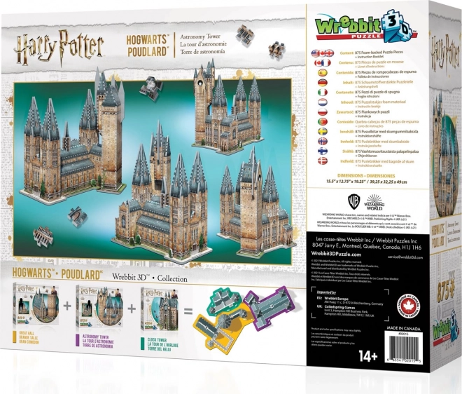 WREBBIT 3D puzzle Harry Potter: Hogwarts, Astronomski Toranj 875 dijelova