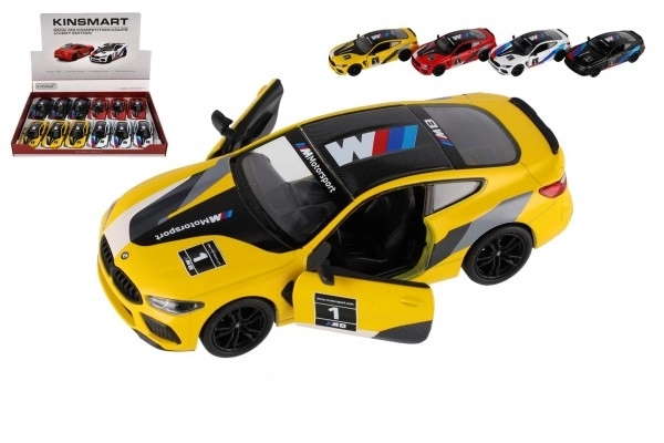Auto Kinsmart BMW M8 Competition Coupé 1:38 metal/plastika 12,5cm 4 boje na povlačenje unatrag 12 kom u kutiji
