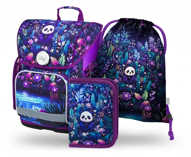 BAAGL 3 SET Ergo Jungle Panda: školska torba, pernica, vrećica
