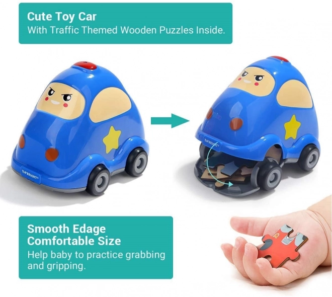 TOP BRIGHT Drvene puzzle s igračkom: Policijski auto 24 dijela