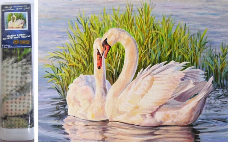 Dijamantno slikanje – labudovi u trski 30 × 40 cm