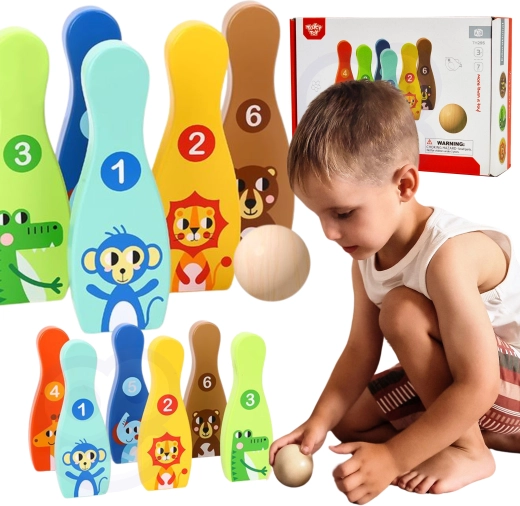 Drvene dječje kugle s životinjama 6 kom + loptica TOOKY TOY
