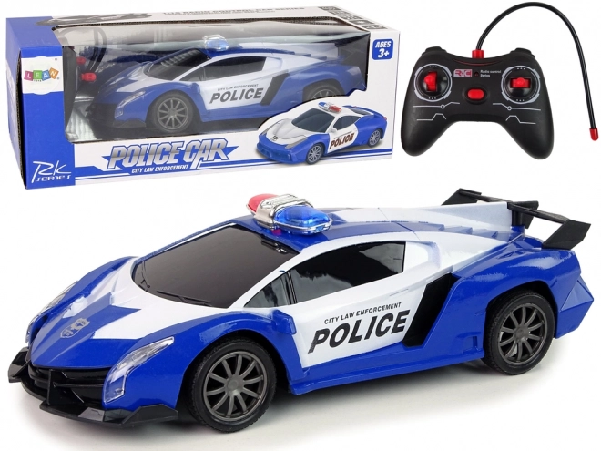 Policijski trkaći automobil na daljinsko upravljanje s LED svjetlima i akumulatorom 1:16