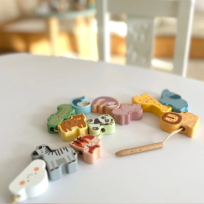 WOOPIE GREEN drvena navlačna zada ZOO Montessori 13 dijelova