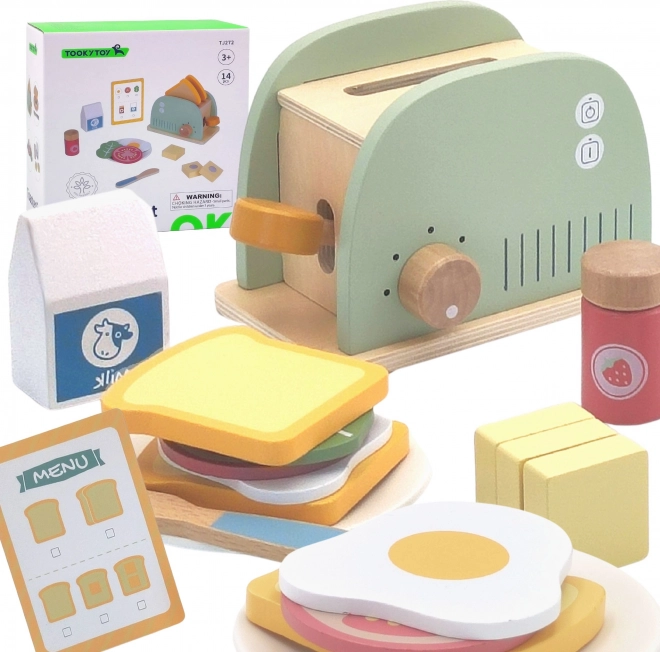 Drveni toster pastelni doručak set od Tooky Toy