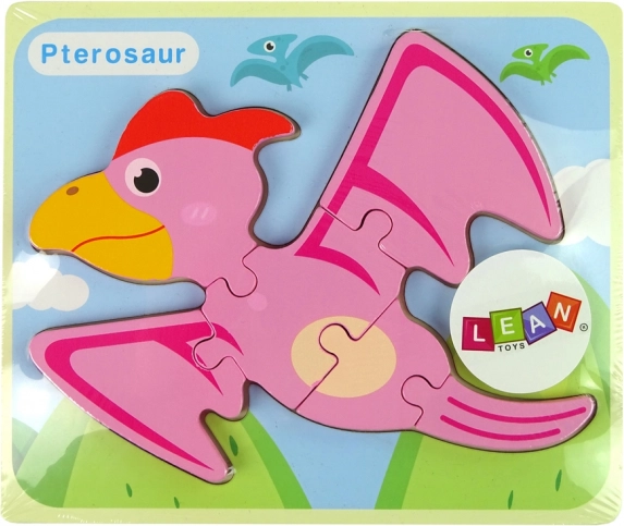 Drvene slagalice dinosauri – pterodaktil ružičasti ili pliosaurus plavi
