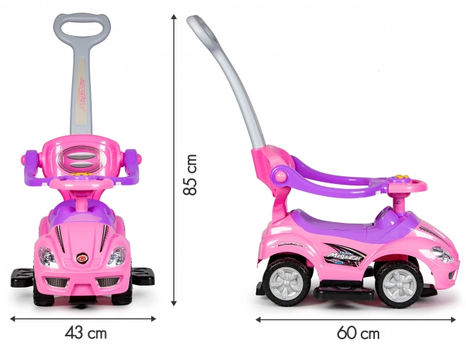 ECOTOYS Gurajka sa zvukovima i upravljačkom šipkom Auto roza