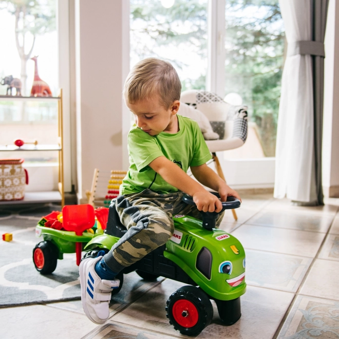 Guralica traktor Claas zelene boje s volanom i prikolicom