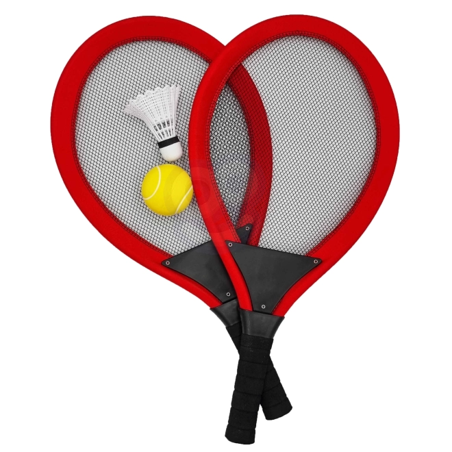Velike rekete za tenis i badminton za djecu set s lopticom i košaricom