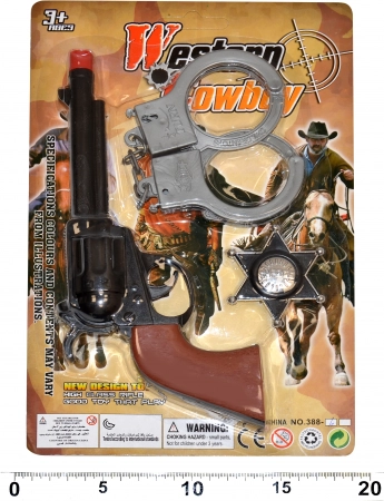 Set za malog šerifa – pištolj, lisice i bedž (22 cm)