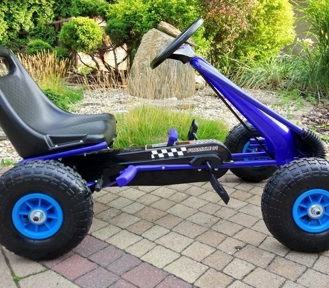 Karting na pedale s pneumatskim gumama + Podesivo sjedalo – Plava