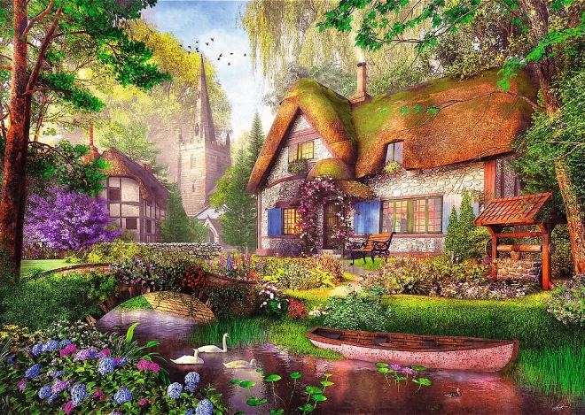 TREFL Puzzle Premium Plus Vrijeme za čaj: Drvena koliba 1000 dijelova