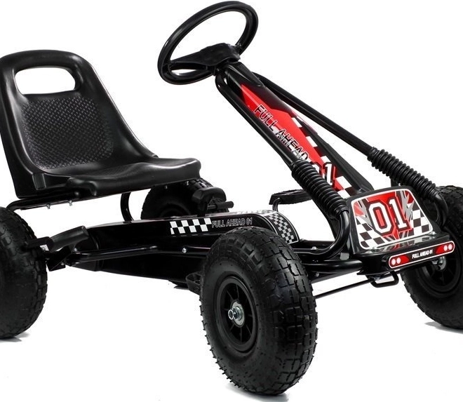 Karting na pedale s pneumatskim gumama + Podesivo sjedalo – crna