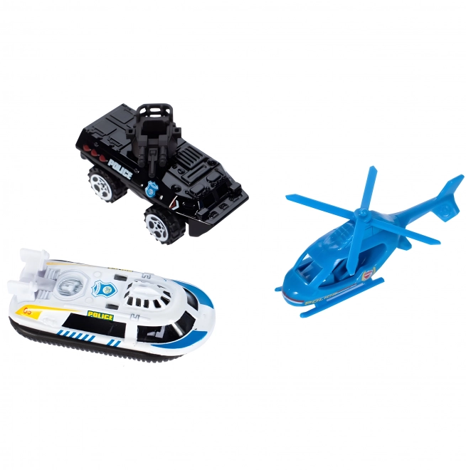 Policijska stanica garaža, 3 katova s dizalom, automobili + helikopter, 74 komada