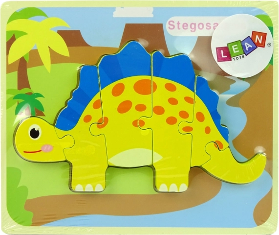 Drvene slagalice dinosauri – žuti stegosaur ili žuti oviraptor