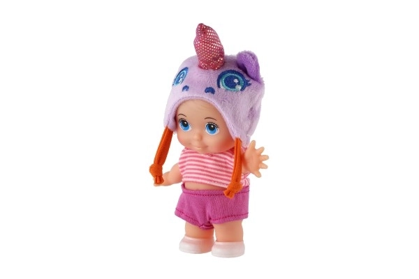 Lutka/dijete s kapom plast čvrsto tijelo 15cm 4 vrste u kutiji 9x16x6cm