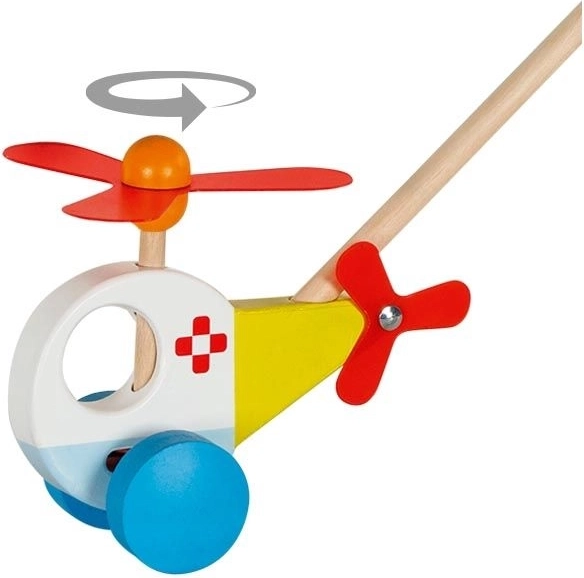 Drveni helikopter Goki s drškom