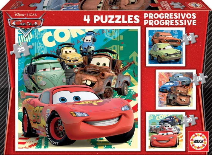 Educa puzzle Auta 2 – 4u1 (12, 16, 20, 25 dijelova)