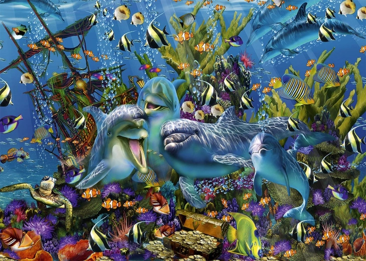 ALIPSON puzzle dupini i brod s blagom – 1000 dijelova