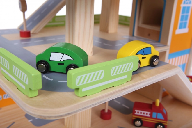 Drvena garažna staza s liftom + autići Ecotoys