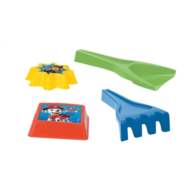 Set za pijesak 4 kom plastična lopatica,grebice,2 kom kalupi Tlapkova patrola/Paw Patrol 4 boje u mreži