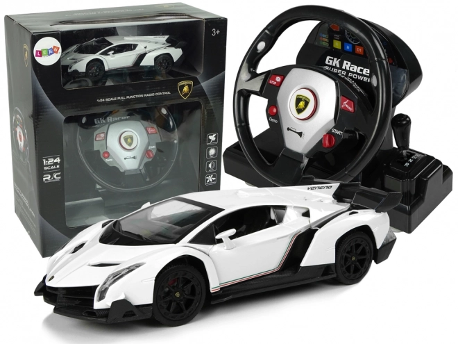 Daljinski upravljani Lamborghini Veneno Bijeli 2.4G daljinsko upravljanje volanom Zvukova svjetla
