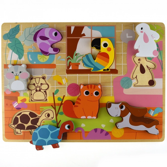 Tooky Toy drvene Montessori slagalice životinje za kuću