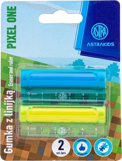 ASTRA ravnalo s gumicom 2u1 Pixel One 5 cm (2 kom)