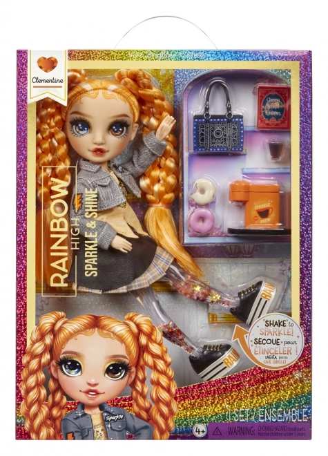 Rainbow High Sjaj i Sjaj Modna lutka - Clementine (Narančasta)