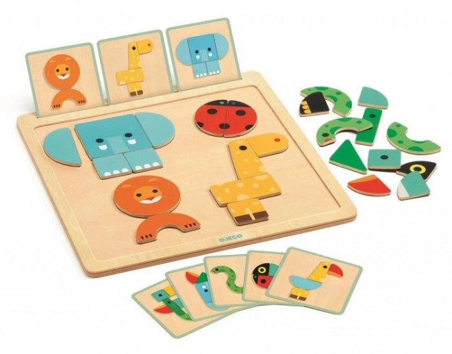 DJECO Drvene magnetske puzzle Životinjska lica