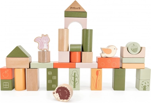 Drvene građevne kocke POLARB – životinjice, Montessori, 50 kom