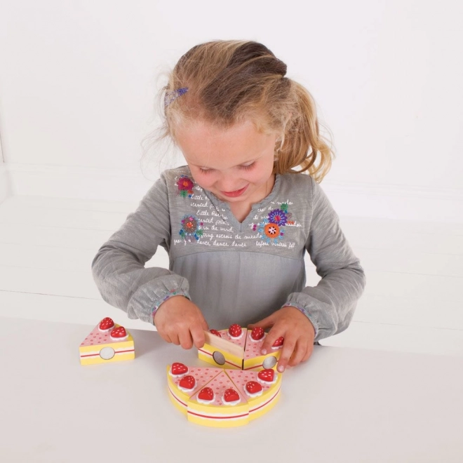 Bigjigs Toys Drveni kolač s jagodama za rezanje
