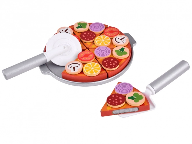 Drvena pizza za rezanje s dodacima