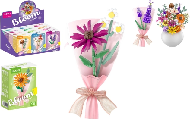 Konstrukcijski set KOCO mini buket od kockica u vazi, mix vrsta