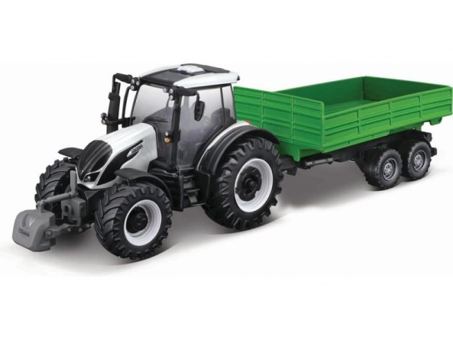 Bburago Farma 10cm Traktor s prikolicom - Valtra N174 - Nagibna prikolica