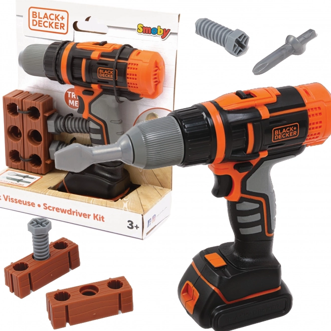 električna akumulatorska bušilica i odvijač Smoby Black&Decker s ciglom