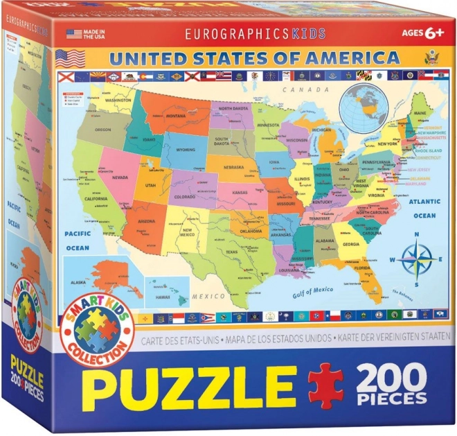 EUROGRAPHICS Puzzle Karta Sjedinjenih Američkih Država 200 komada