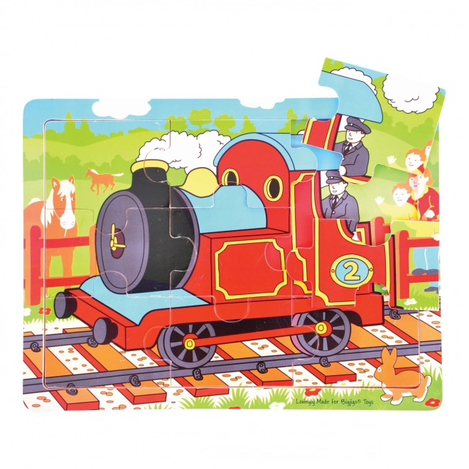 Bigjigs Toys Drvene puzzle vlak 9 dijelova