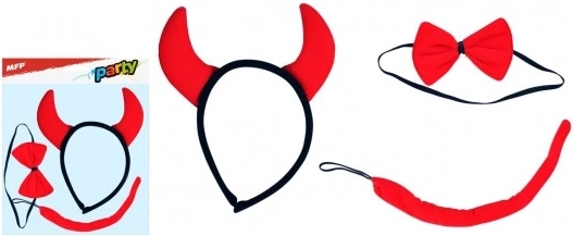 Dječji vraži set za karneval – obruč s rogovima, rep i leptir-mašna